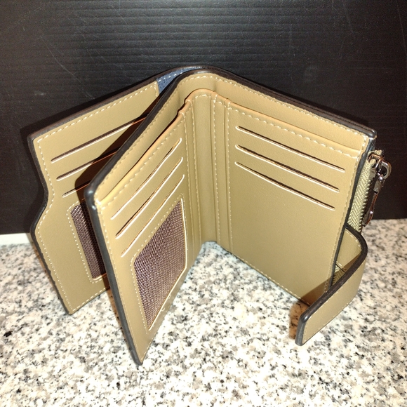 BAELLERRY Faux Leather Khaki Wallet 4”x5" Multiple Card Slots.Pouch for Currency - Picture 3 of 11